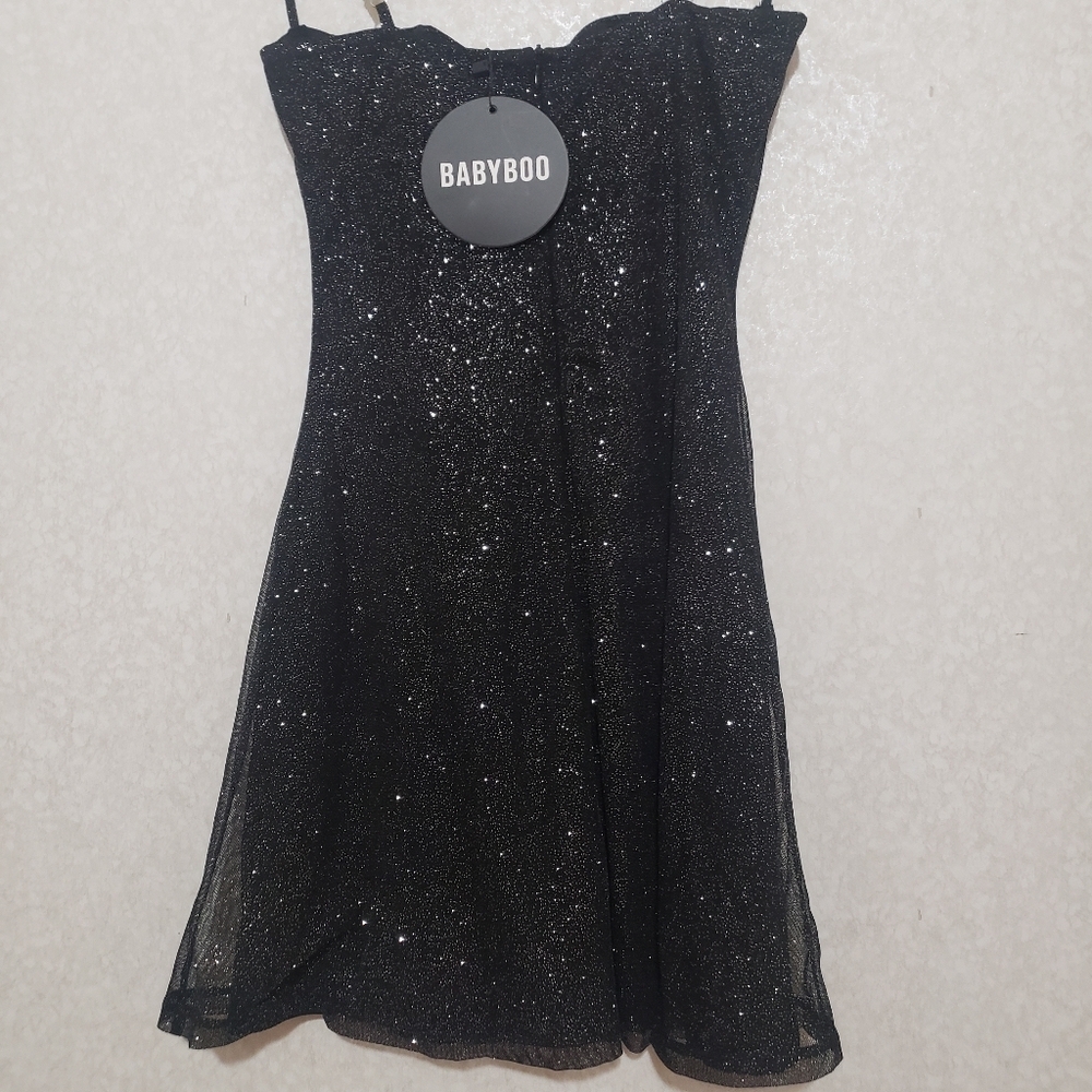 NEW SMALL BABYBOO PIXIE MINI DRESS-BLACK SPARKLE - Picture 5 of 12